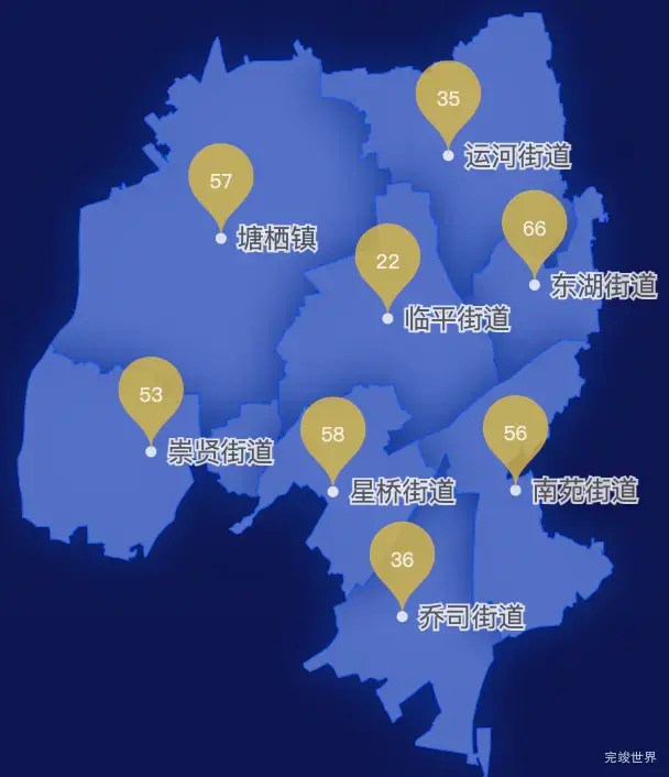 echarts杭州市临平区geoJson地图水滴状气泡图